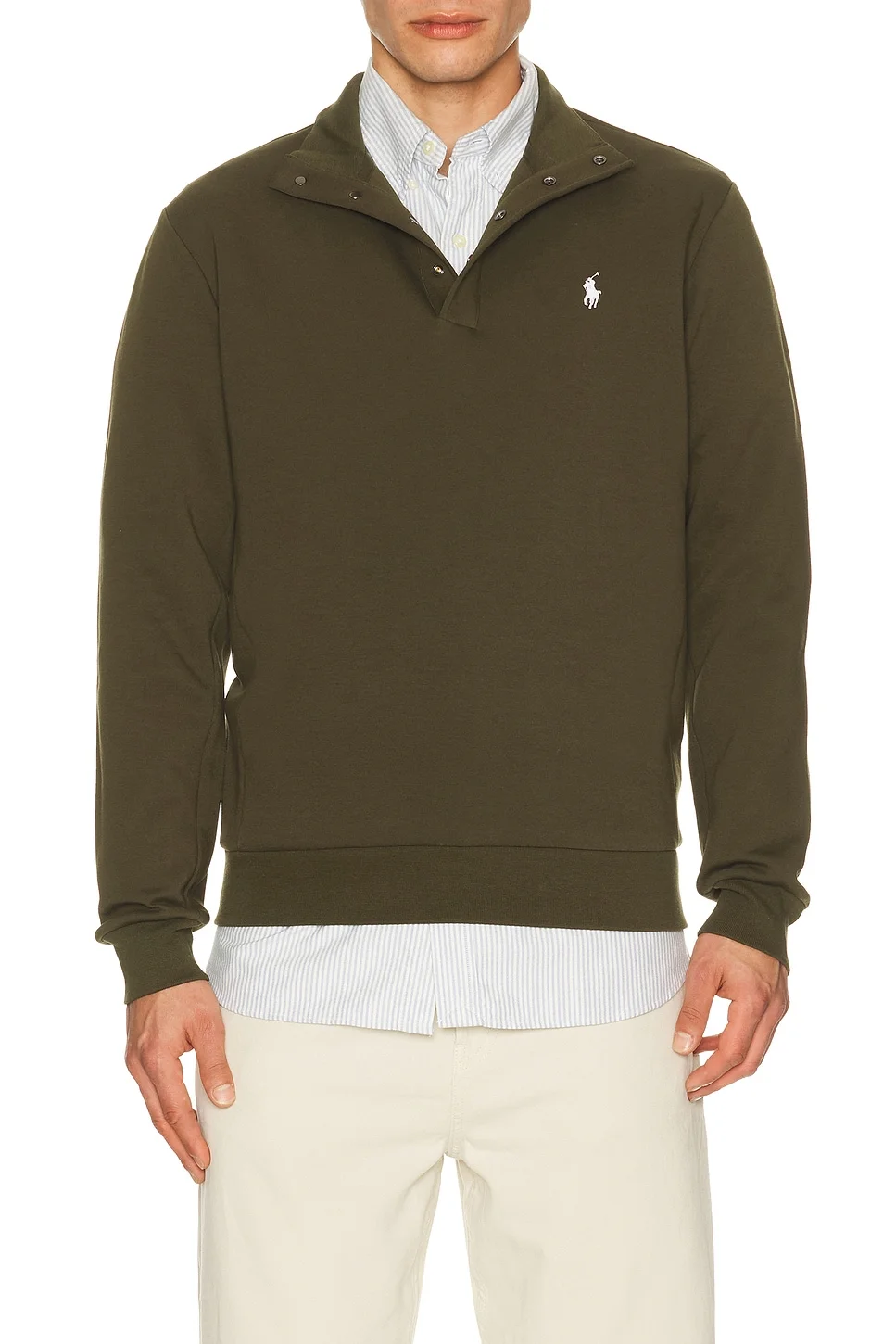 Long Sleeve Double Knit Tech Snap Mocknock Pullover - 1