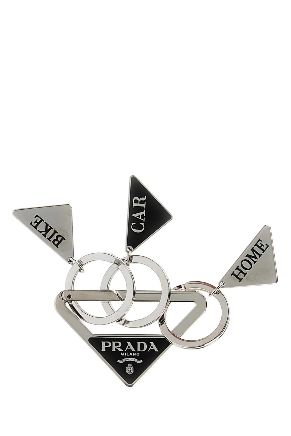 Prada Men Silver Metal Keyring - 1