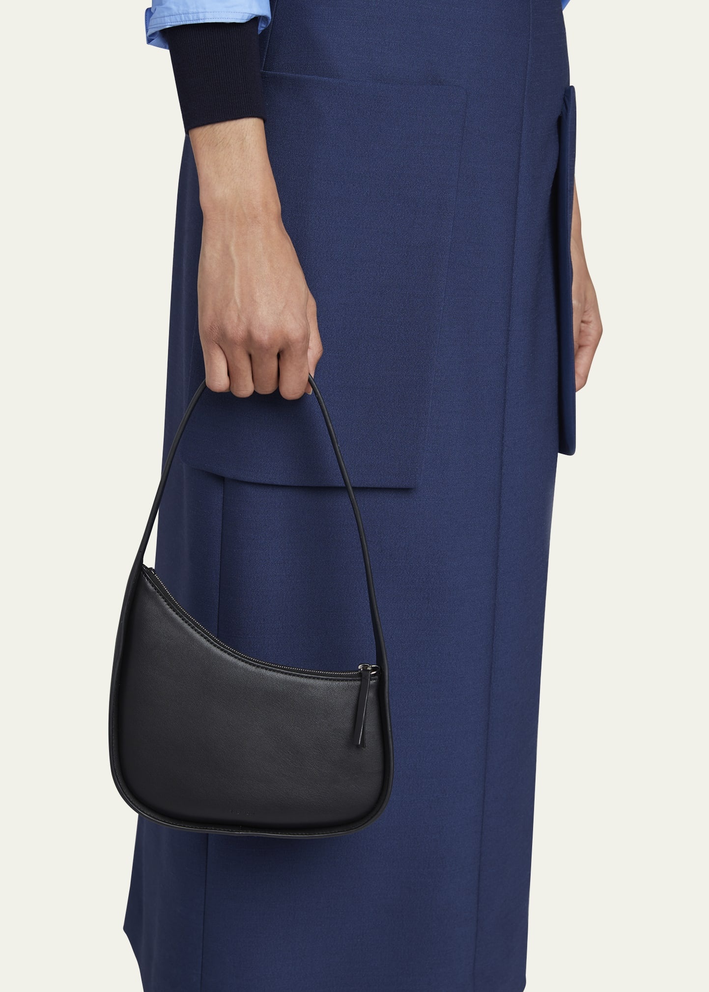 Half Moon Hobo Bag in Calfskin Leather - 2