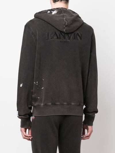 Lanvin embroidered logo zip-up hoodie outlook