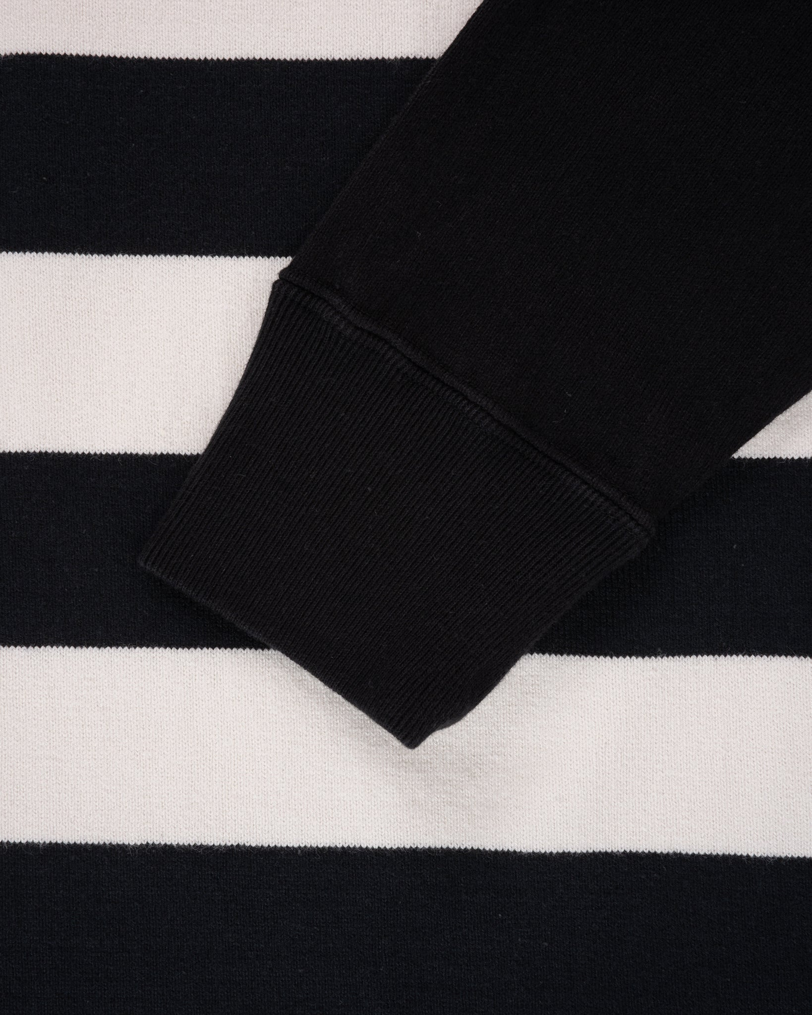 IHTB-05-WHT 11oz Cotton Knit Long-Sleeved Sweater - Striped Body with Black Arms - 7