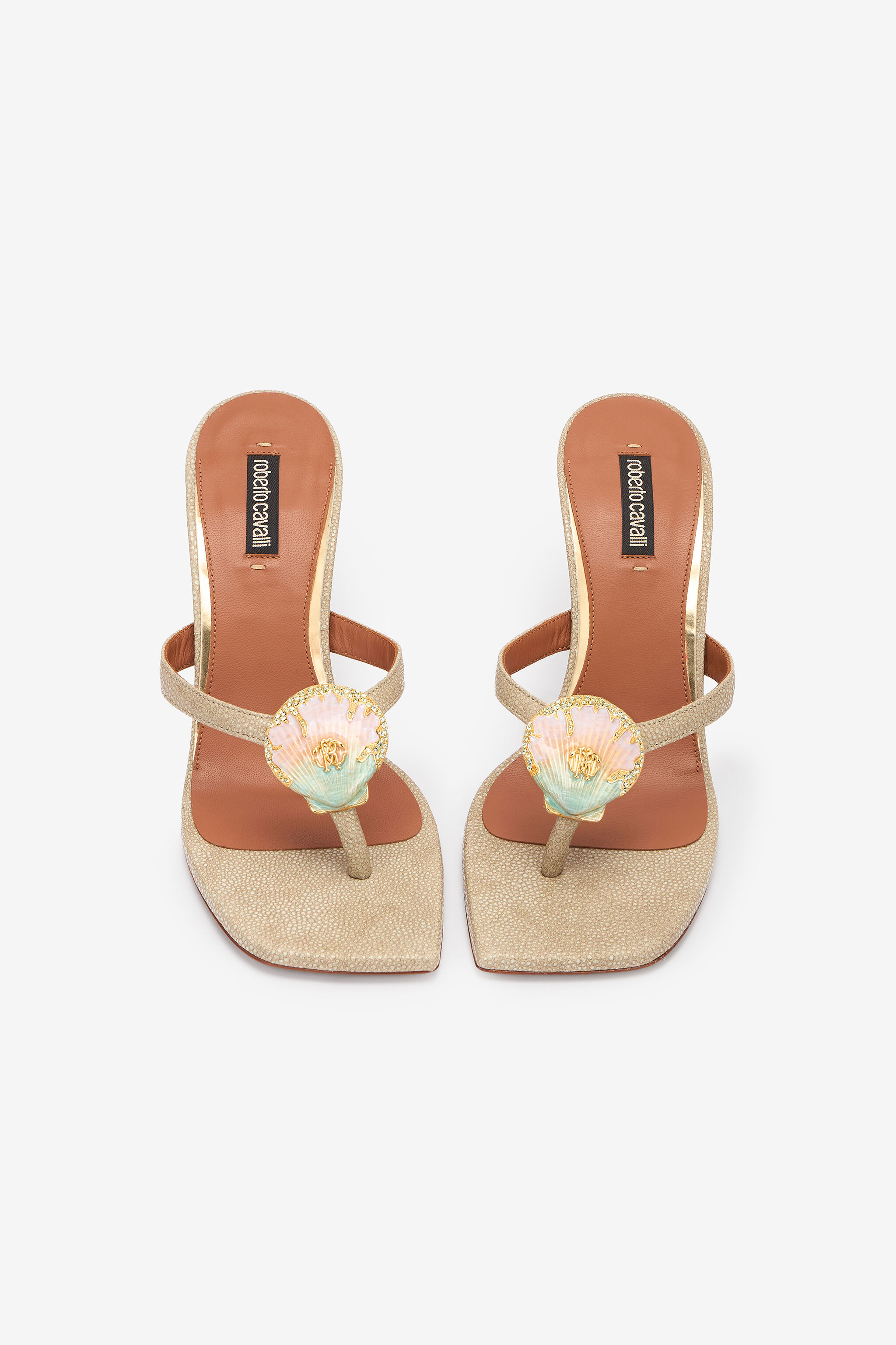 Gold Thong Sandal with Shell Detail - 6