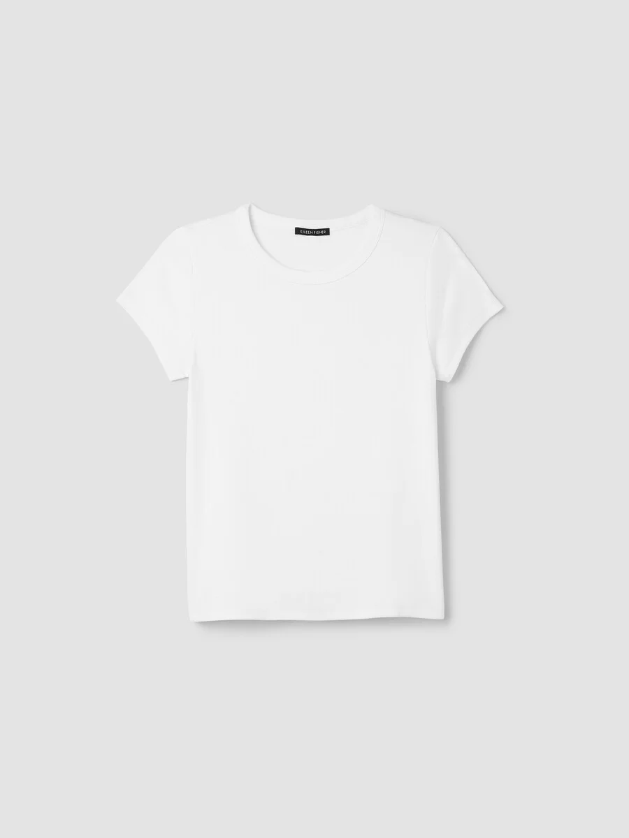 Organic Cotton Stretch Rib Crew Neck Tee - 1