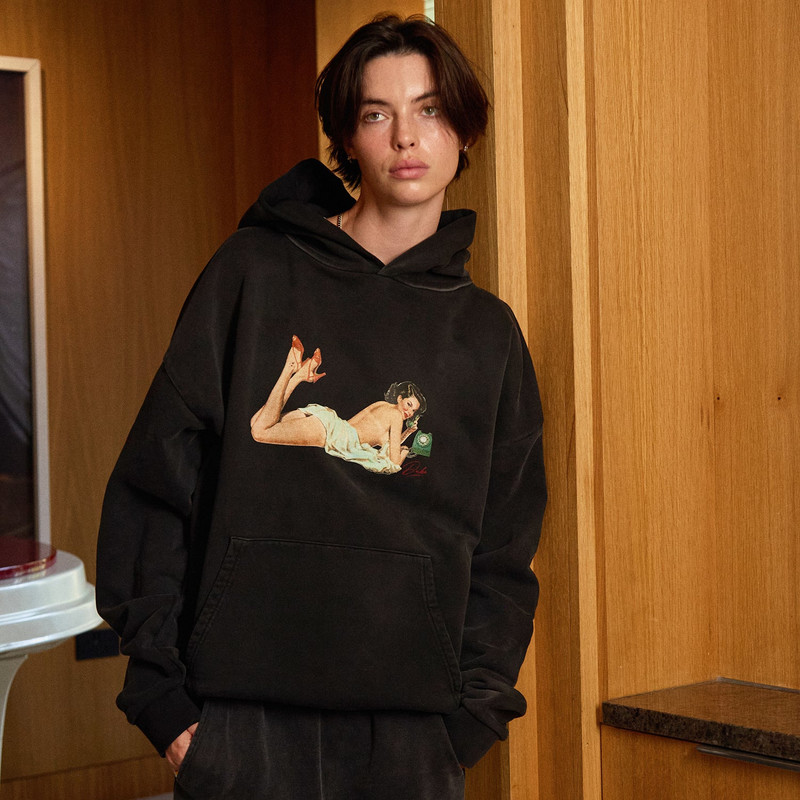 Pin Up Washed Black Hoodie 8