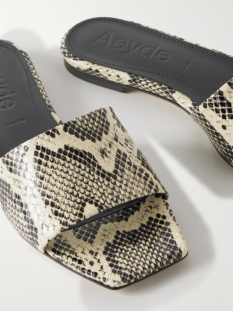 Anna Snake-effect Leather Slides 4
