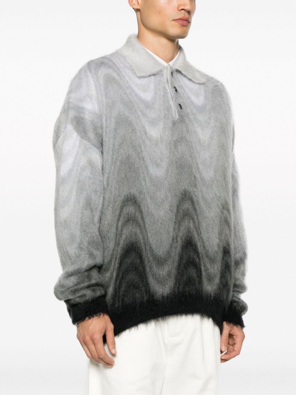 abstract-print brushed-effect jumper - 3