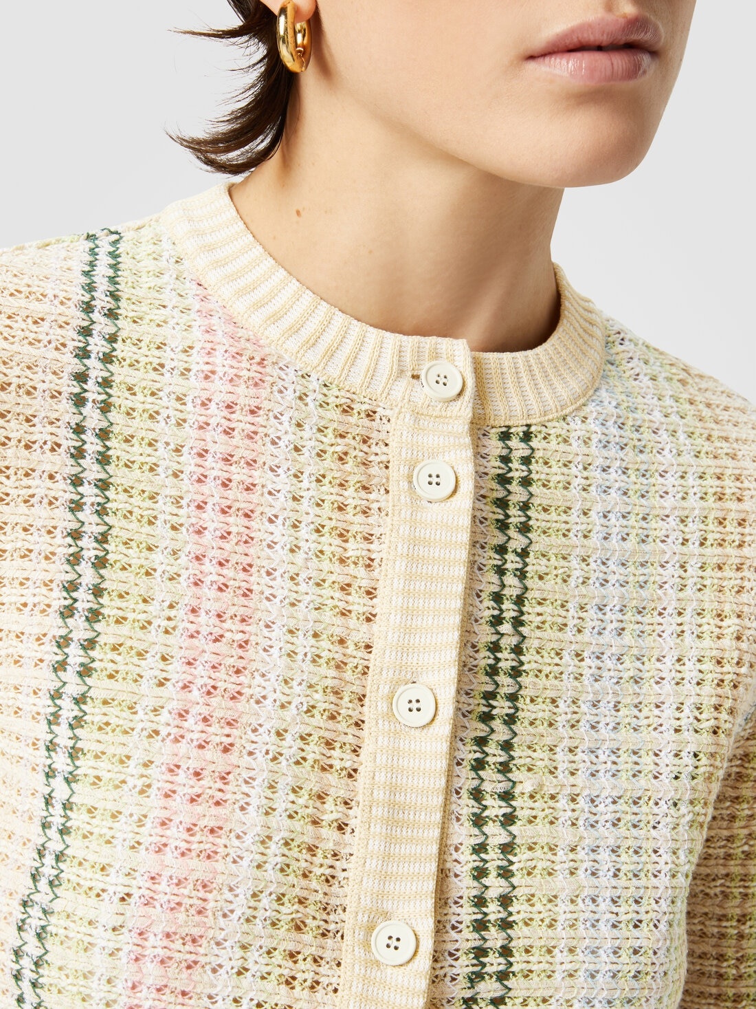 Crewneck cardigan in cotton blend Caperdoni motif - 5