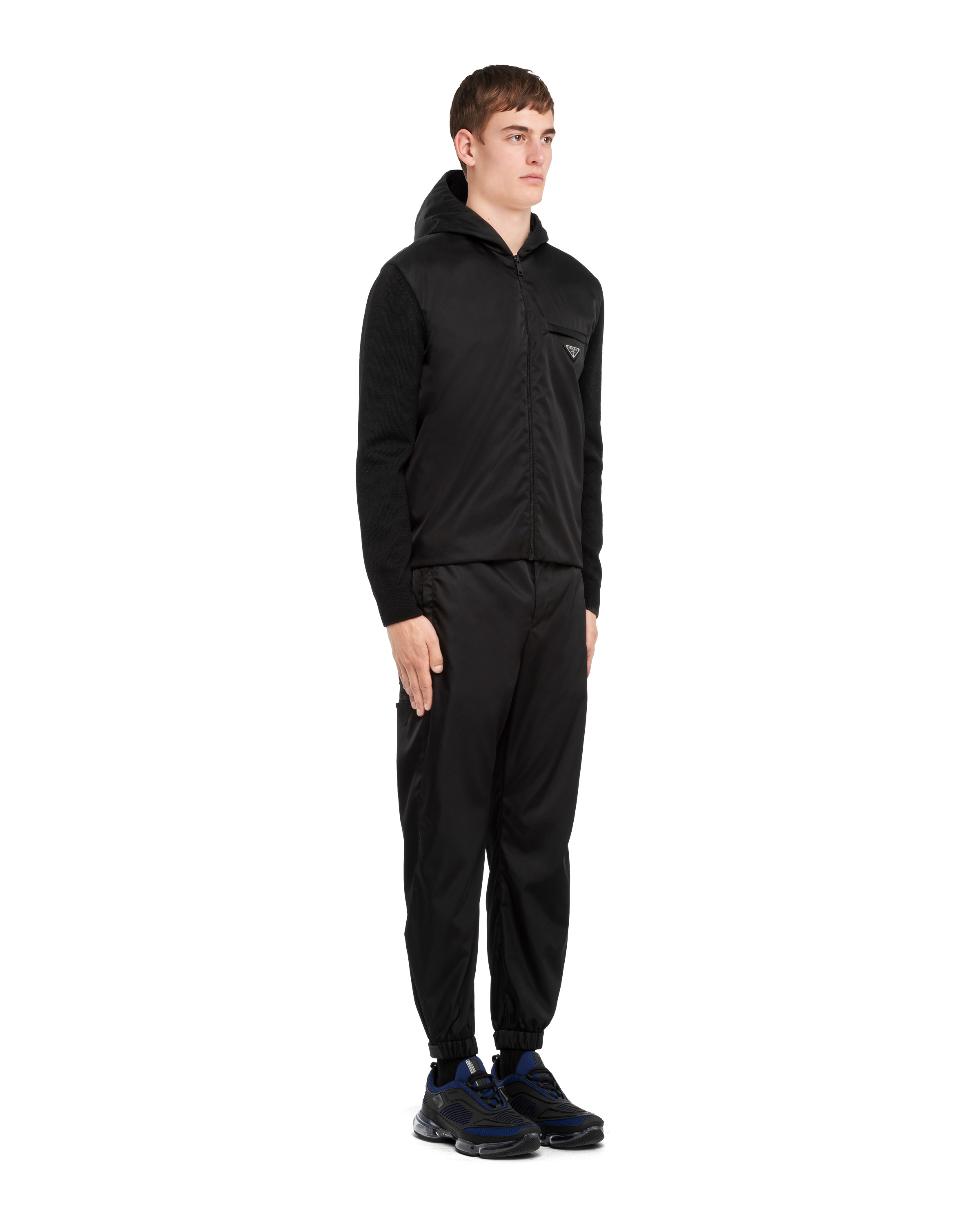 Wool and Re-Nylon gabardine hoodie - 3