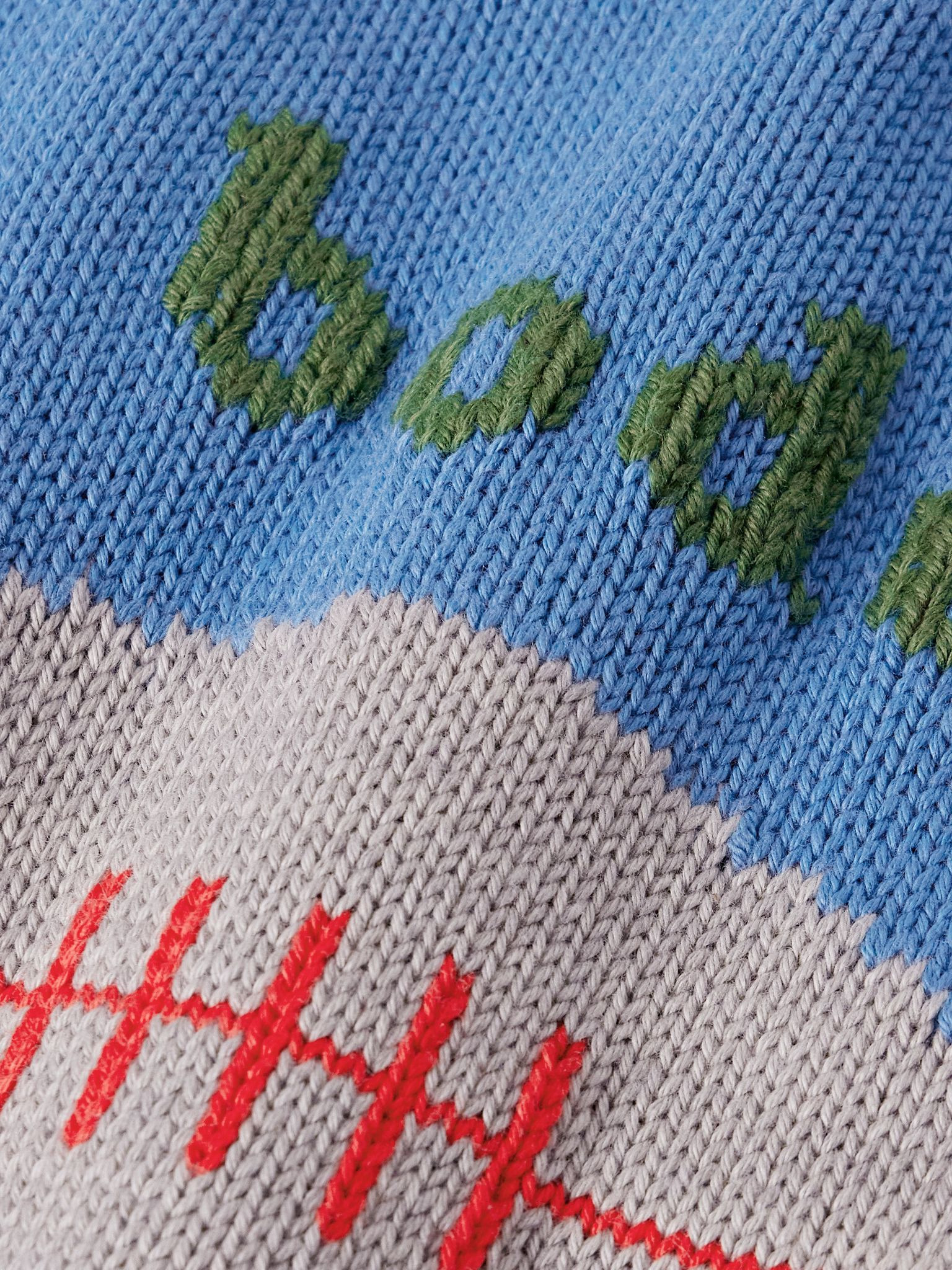Spirit Intarsia-Knit Pima Cotton and Merino Wool-Blend Sweater Blue - 4