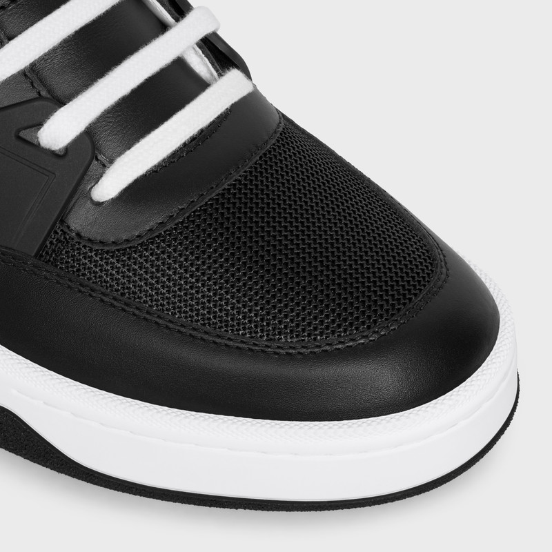 CELINE TRAINER CT-07 LOW LACE-UP SNEAKER in Mesh, Calfskin AND Laminated Calfskin 4