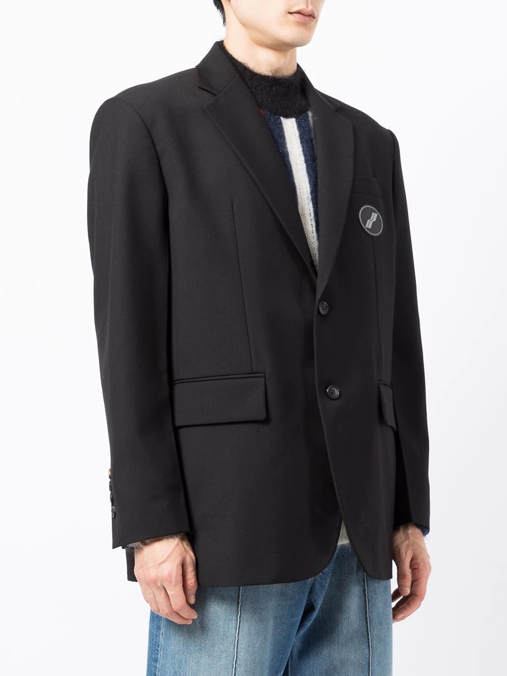 oversized suit logo-patch blazer - 4