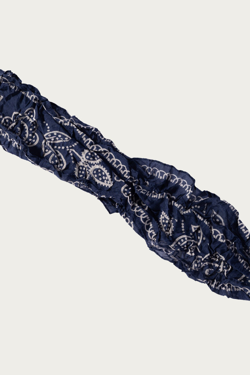 Kapital WASHER Silk MOGA Scarf (ESCARGOT FLOWER) - Navy outlook