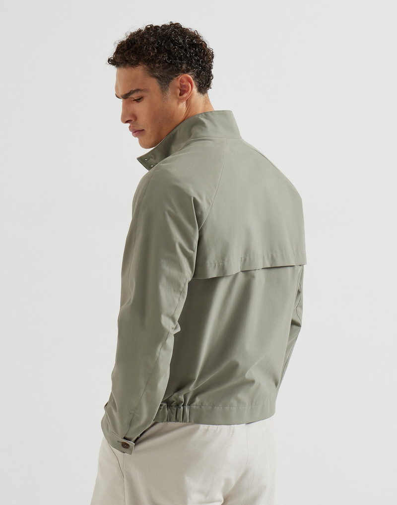 Water-resistant techno cotton gabardine outerwear jacket with stand collar 3