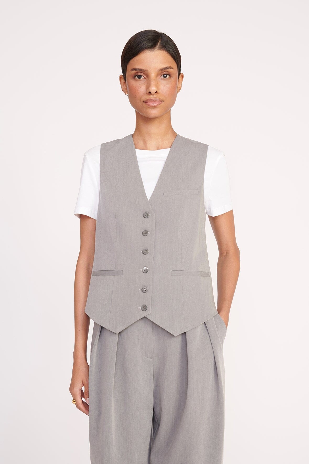 STAUD BRETT VEST HEATHER GREY - 1