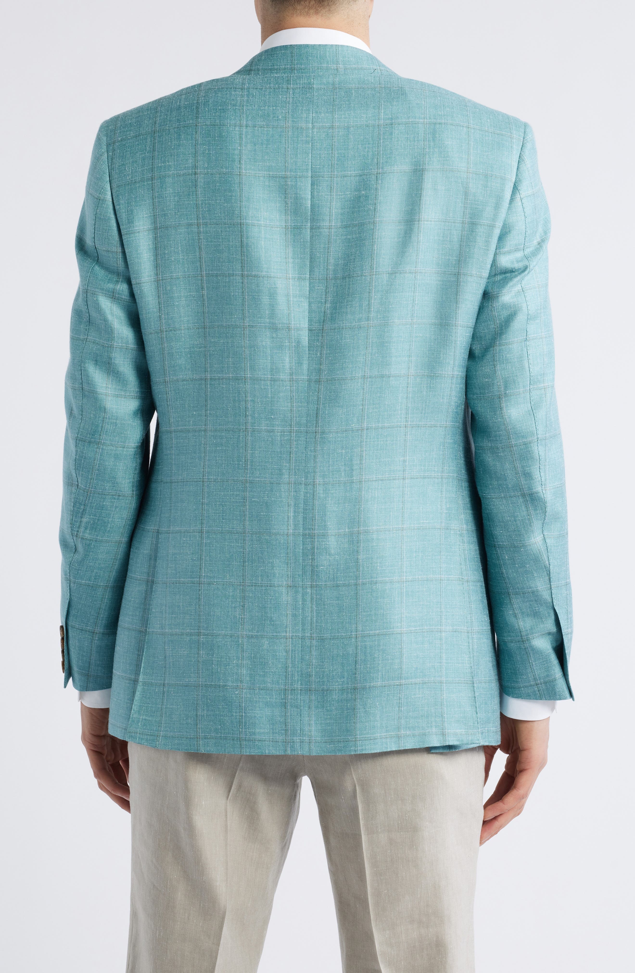 Canali Siena Regular Fit Green Windowpane Check Cashmere & Linen Blend Sport Coat in Bright Green at - 2