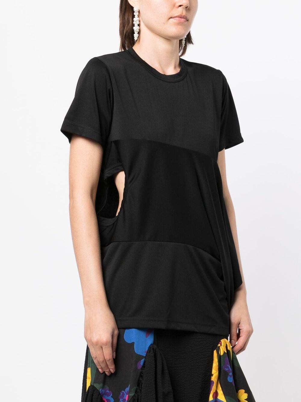 draped-detailing short-sleeve T-shirt - 3