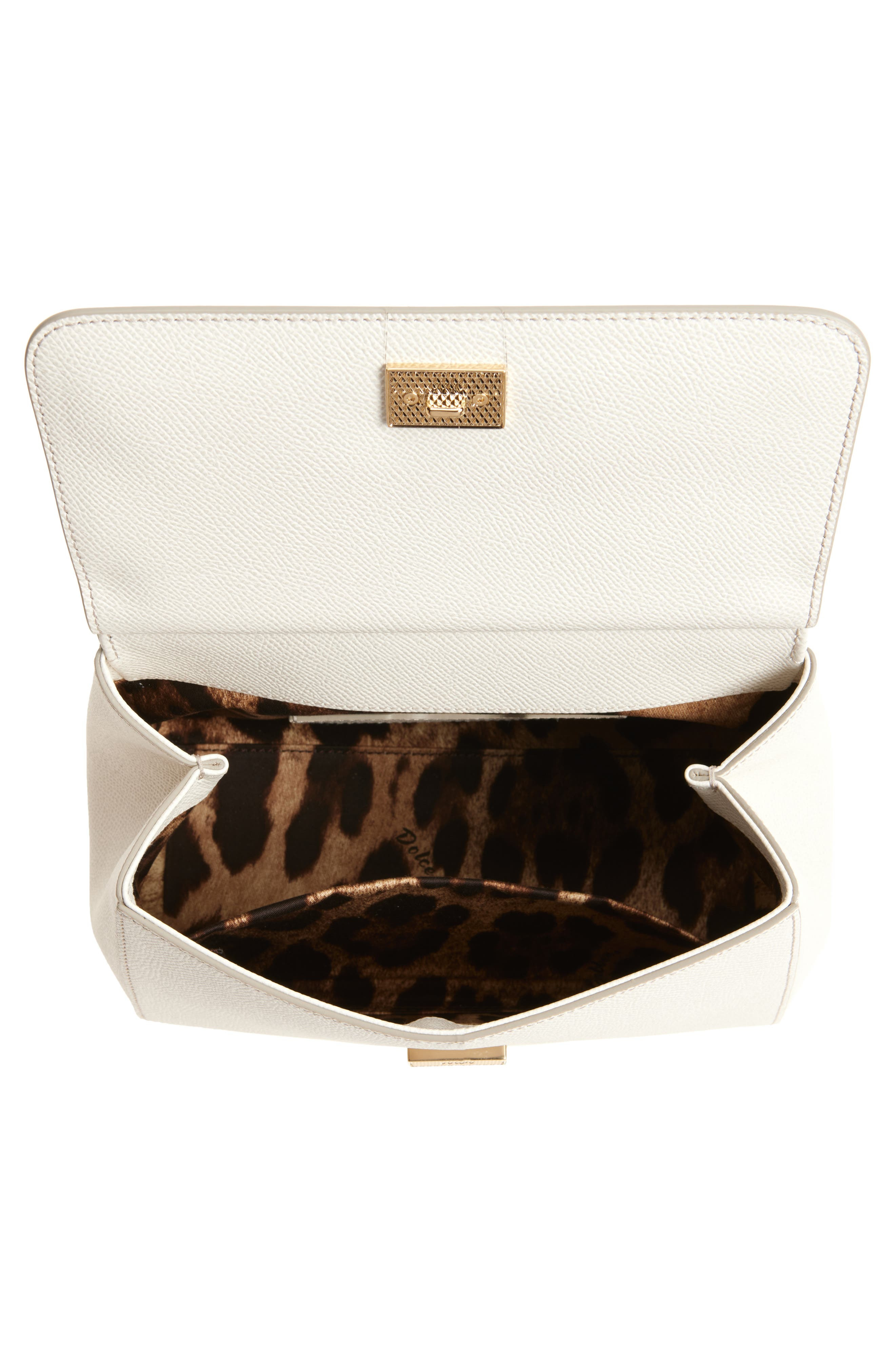 Dolce&Gabbana Medium Sicily Leather Top Handle Bag in 80001 White at Nordstrom - 5