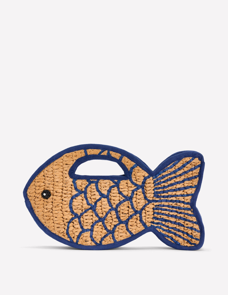 Novelty Fish Clutch-Natural/Bright Blue 1