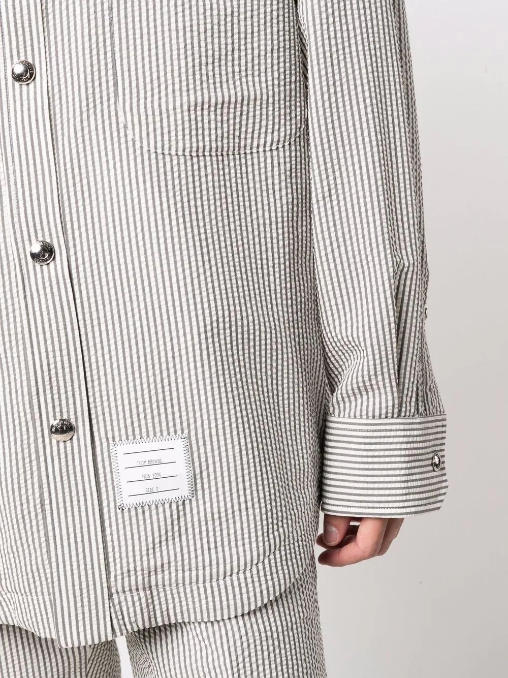 RWB grosgrain-placket seersucker oversized shirt jacket - 5