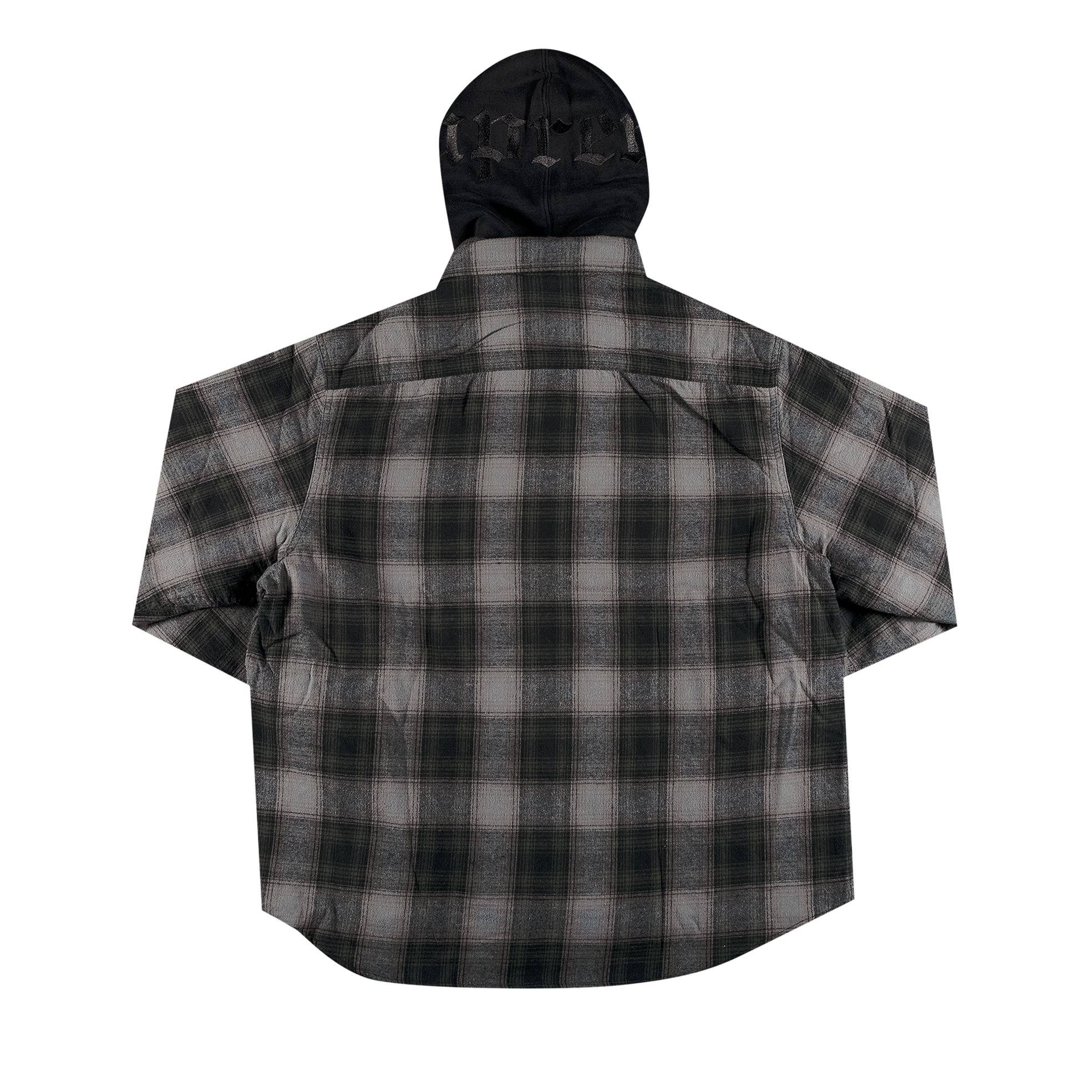 Supreme Hooded Flannel Zip Up Shirt 'Black' - 2