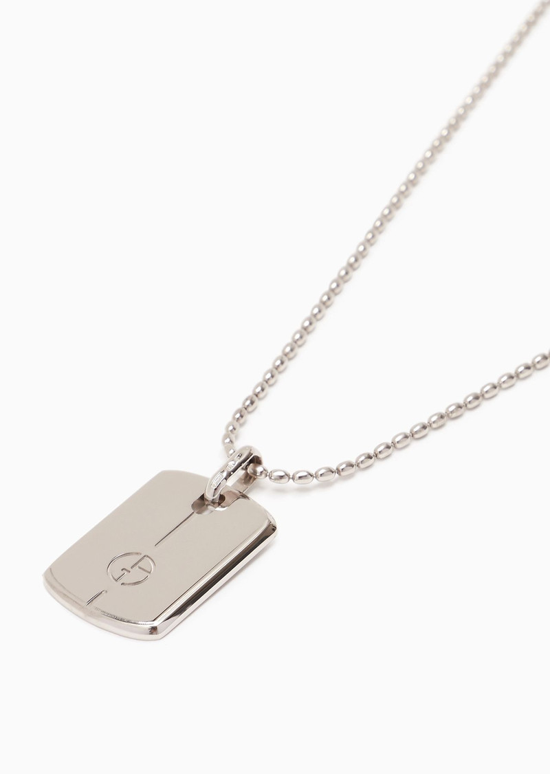 GIORGIO ARMANI Silver necklace with logo plate outlook