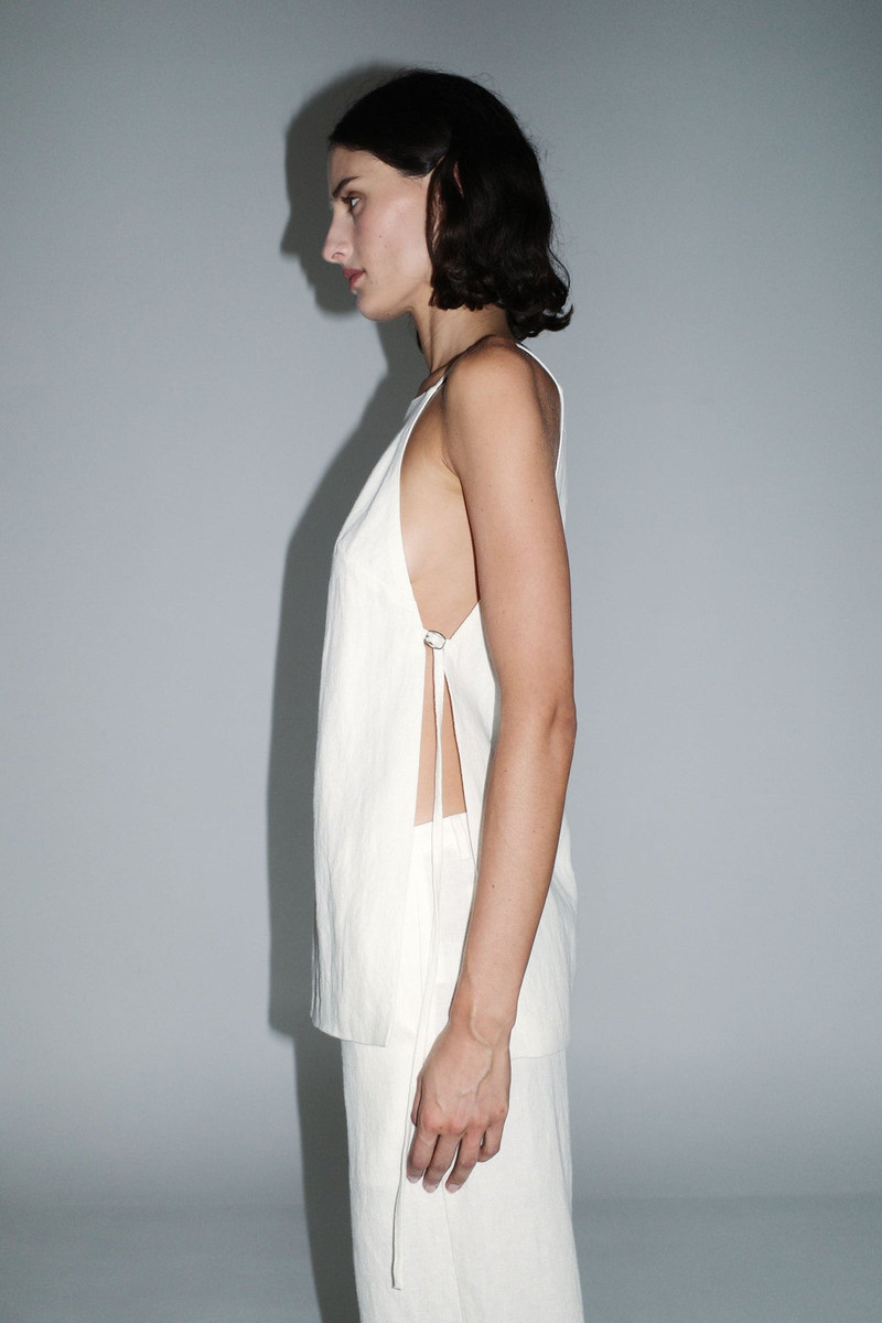 Belted Side Detail Top - Off White 6