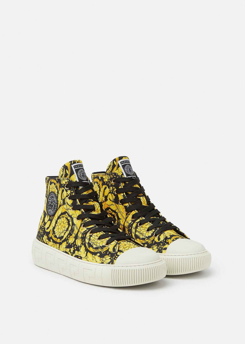 VERSACE Greca Barocco Print High Top Sneakers outlook