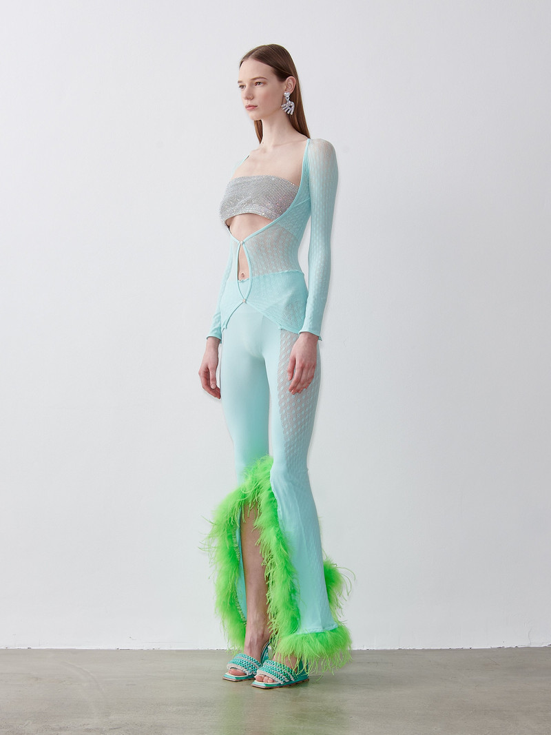 POSTER GIRL FEATHERED TULIA TROUSERS SOFT TURQUOISE outlook