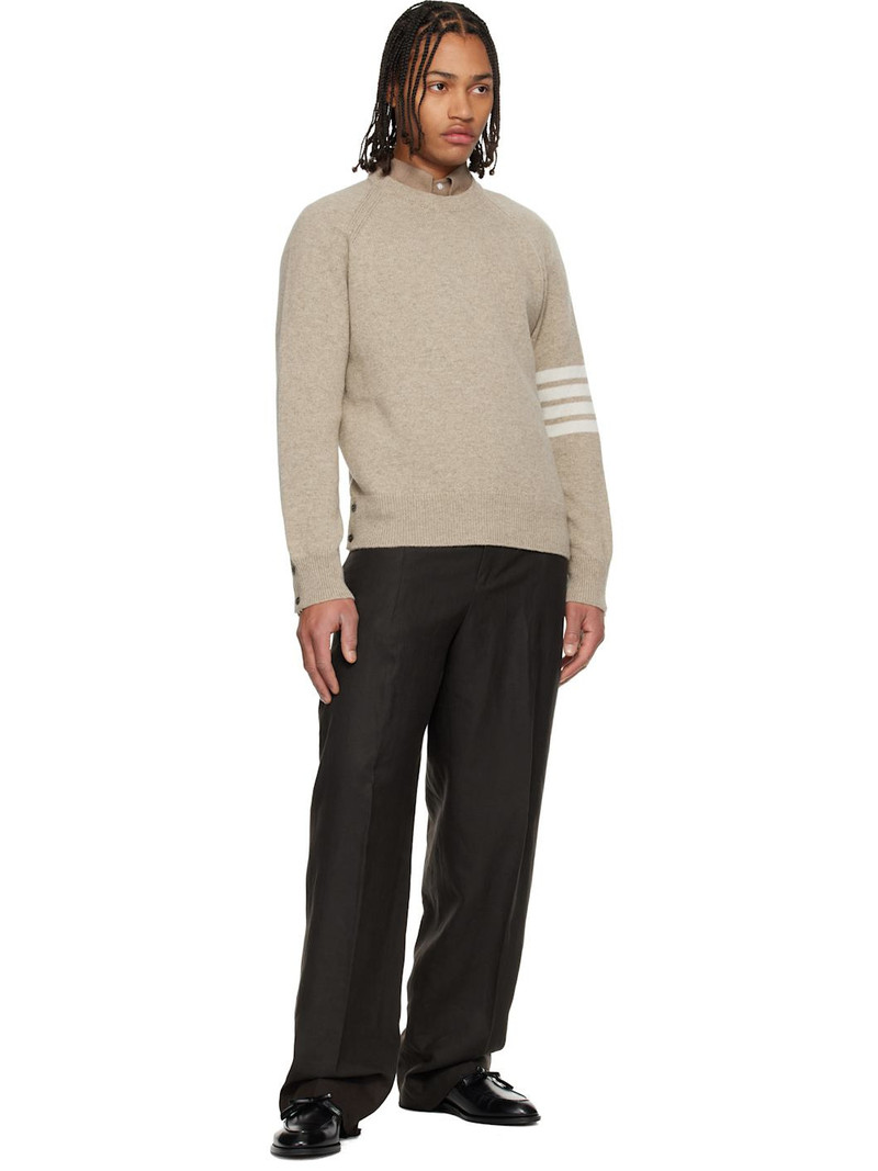 Thom Browne Beige Shetland Wool 4-Bar Relaxed Fit Sweater outlook
