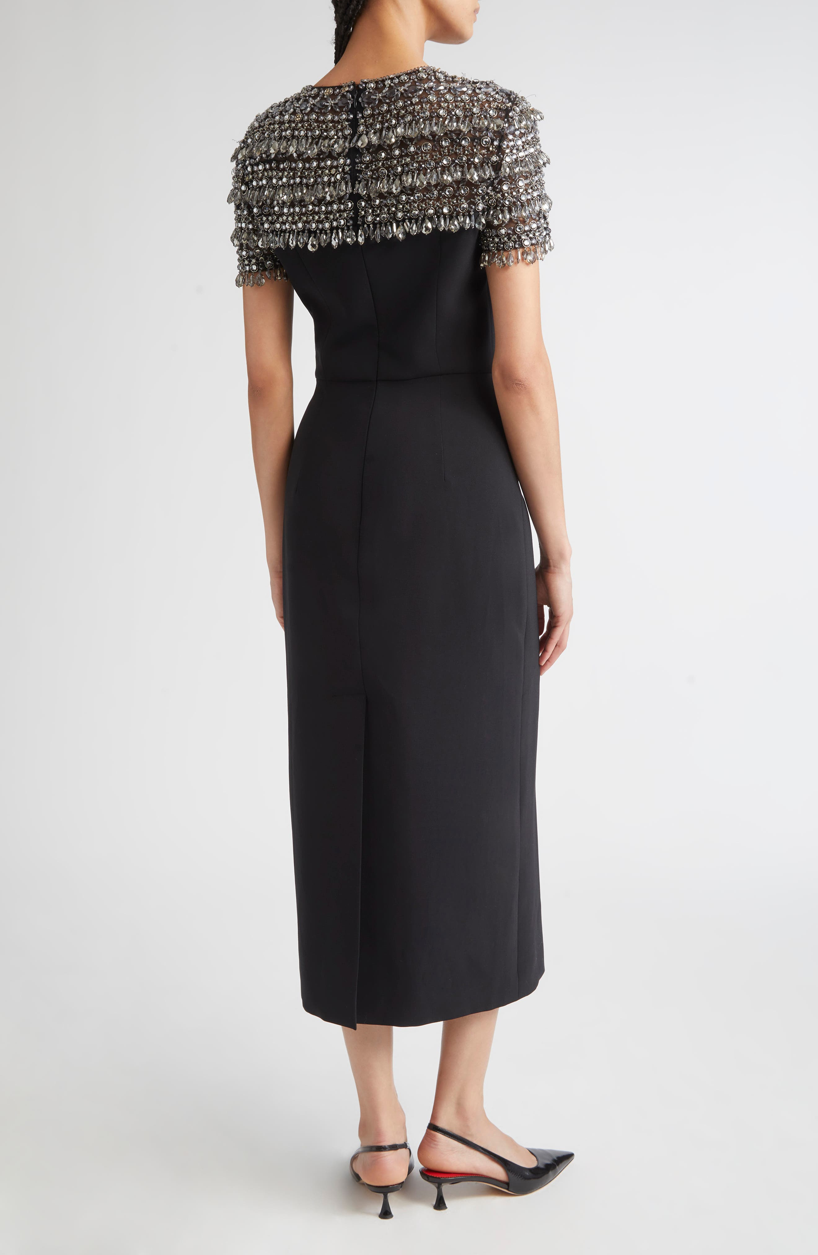 Carolina Herrera Crystal Embellished Cocktail Dress in Black Multi at Nordstrom - 2