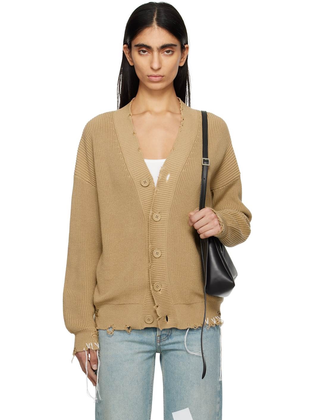 Beige Eaten Knit Cardigan - 1