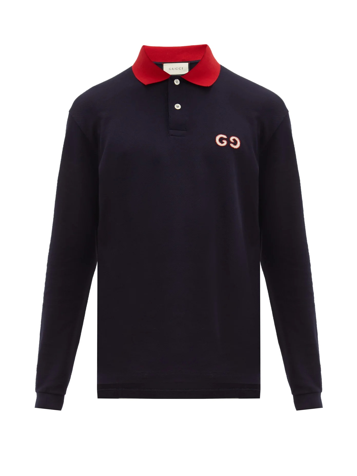 GG-embroidered cotton-blend polo shirt - 1