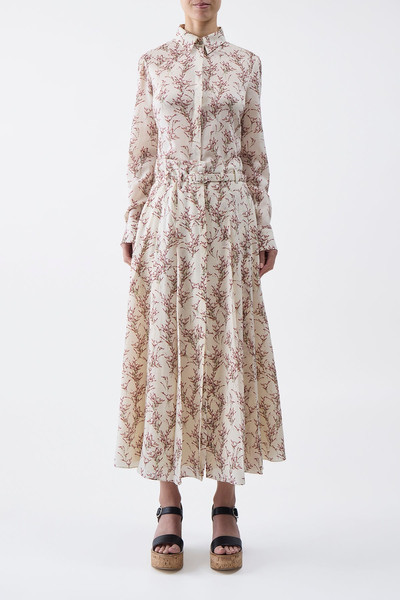 GABRIELA HEARST Dugald Pleated Skirt in Ivory Multi Wool outlook