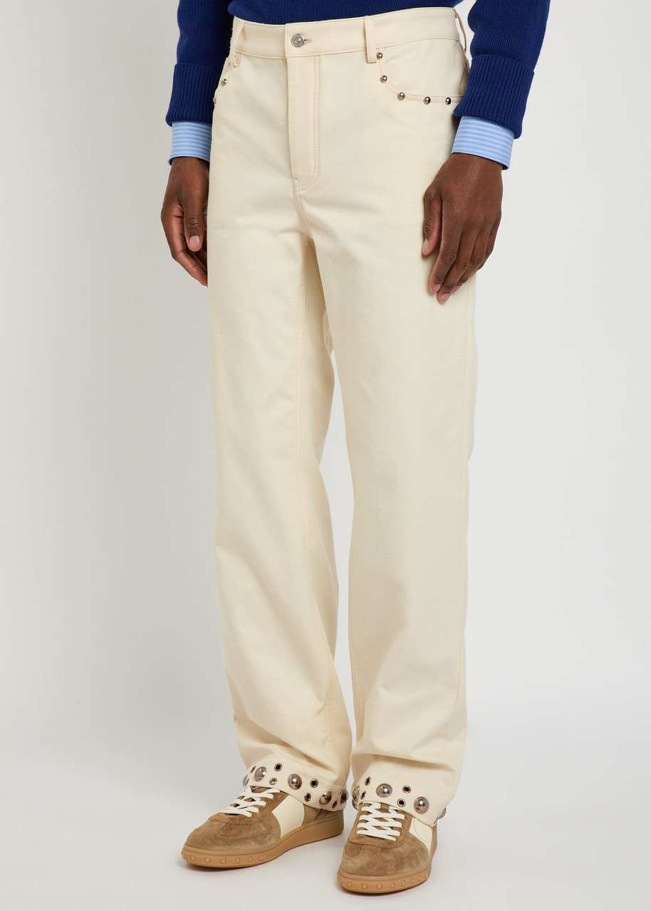 Valentino Garavani Stud-embellished Straight-leg Cotton Jeans - 2
