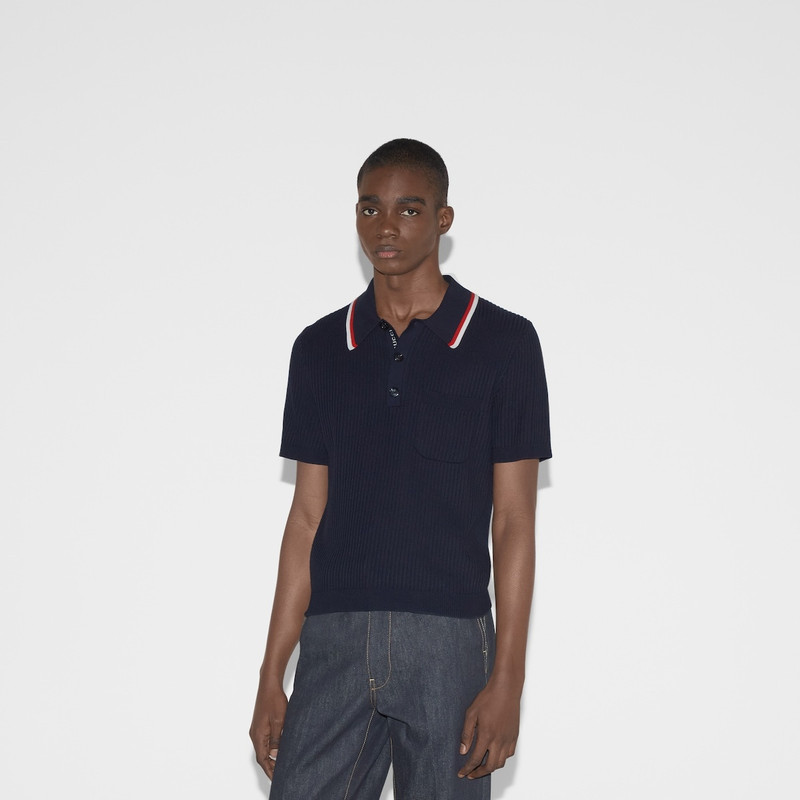 Rib stitch cotton polo shirt 3