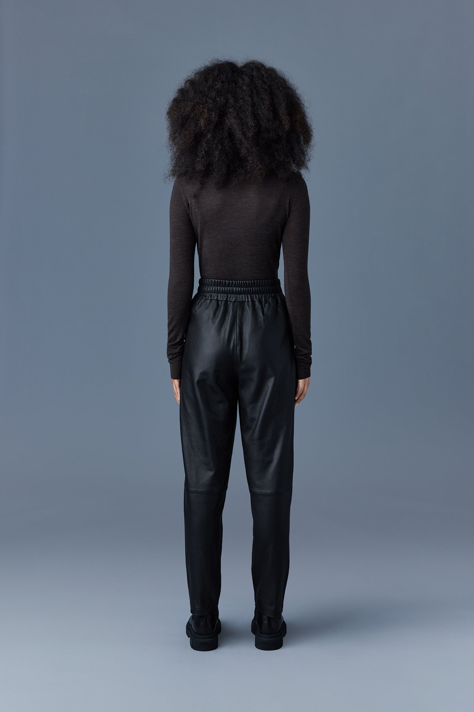 CALISTA (R)Leather straight-leg pants for ladies - 4