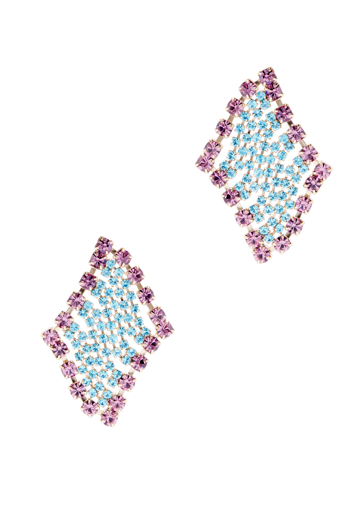 Patchwork crystal-embellished drop earrings - 1