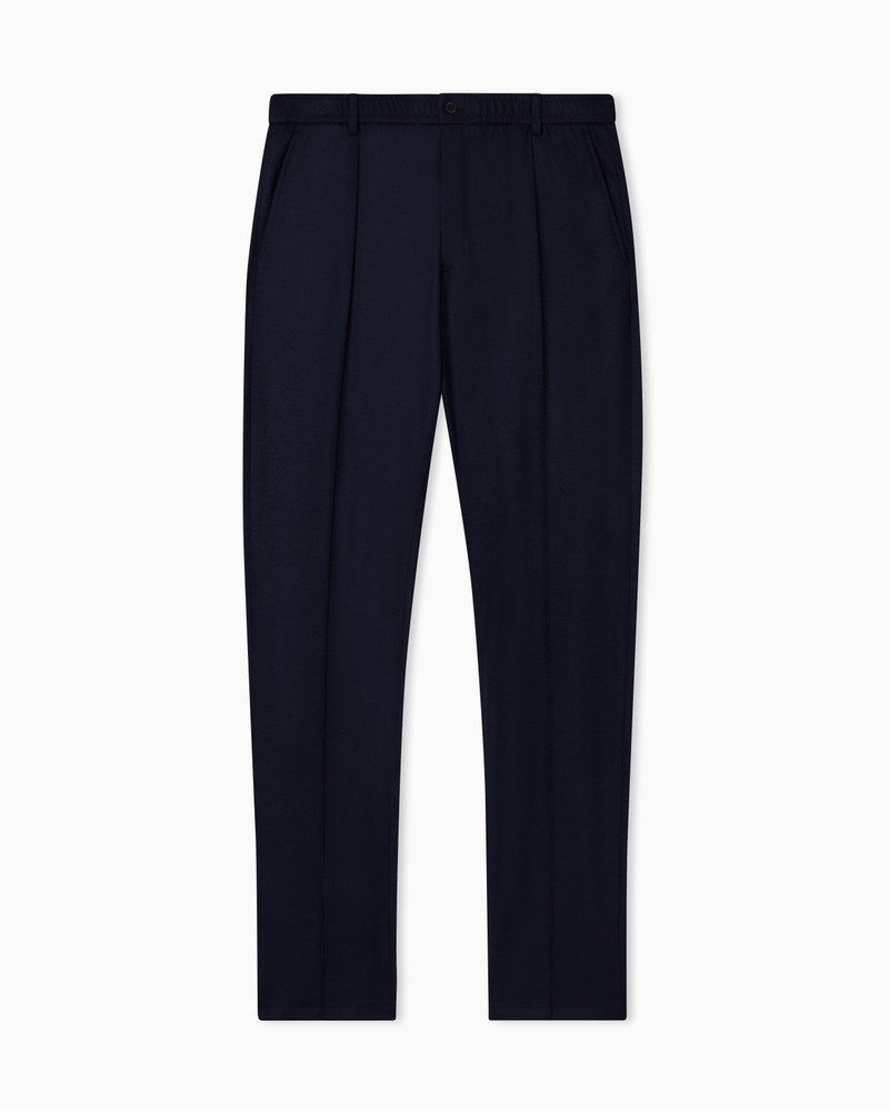 TROUSERS WITH RIBBING IN ULTRA-LIGHTWEIGHT COMPACT WOOL JERSEY 1