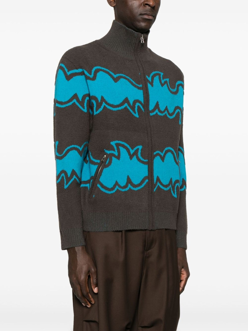 jacquard zip-up cardigan 3