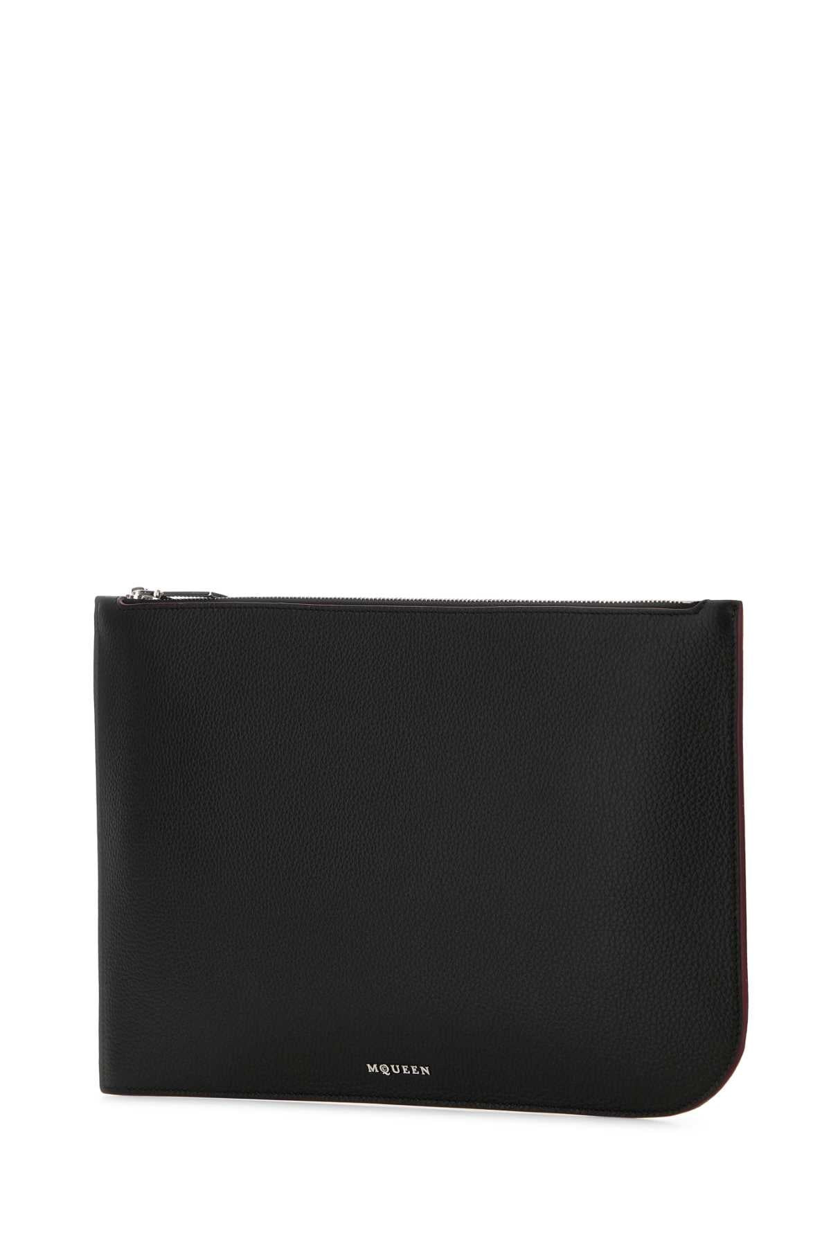 Alexander Mcqueen Men Black Leather Large Sling Pouch - 2