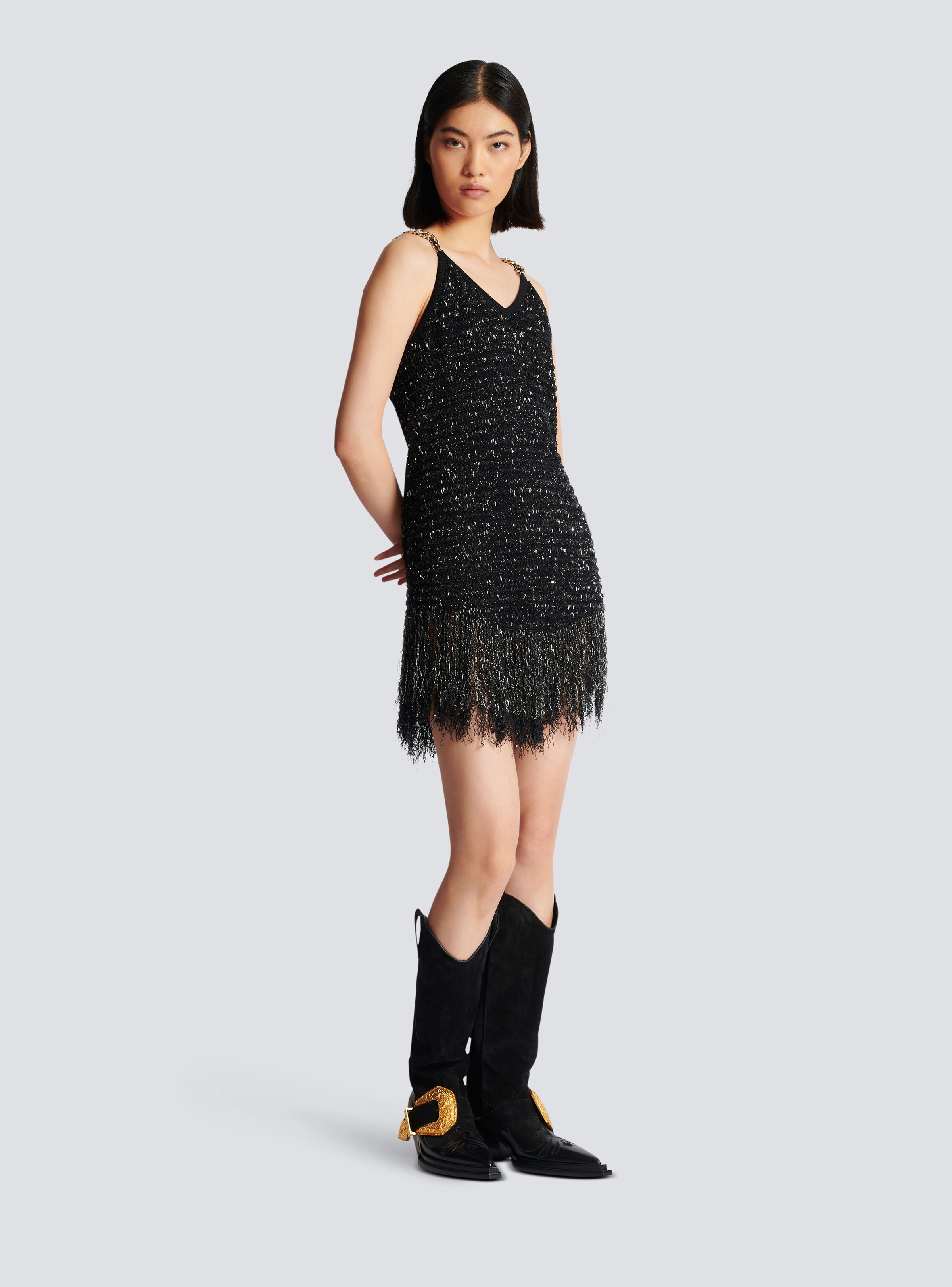 Fringed lurex tweed dress - 3