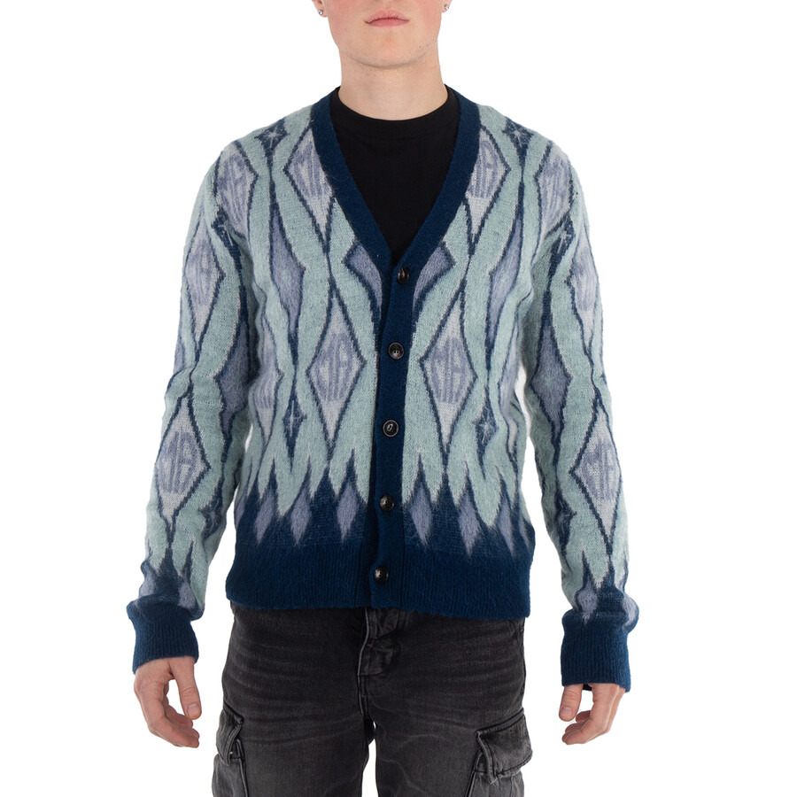 Amiri Argyle Mohair Knit Cardigan - 1