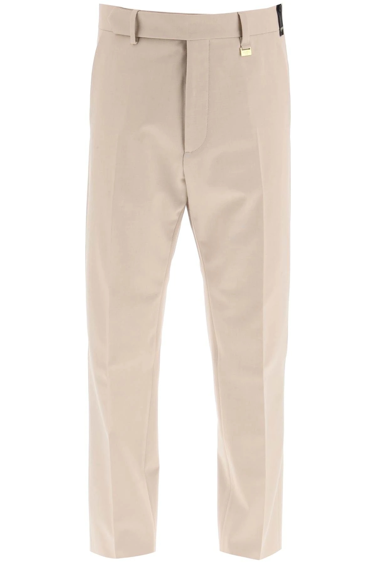 WOOL TROUSERS WITH LOGO PLAQUE - 1