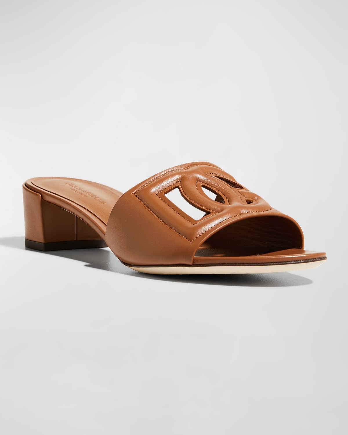 DG Cutout Leather Slide Sandals - 2