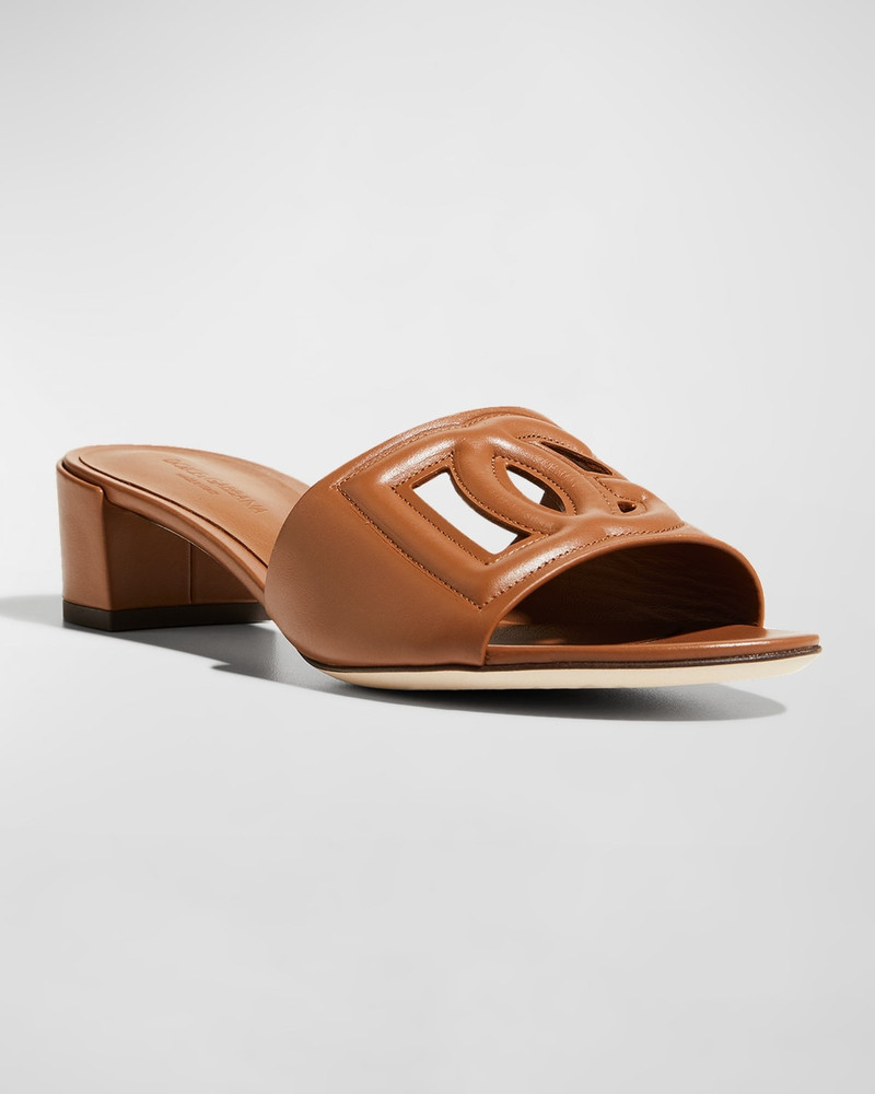 Dolce & Gabbana DG Cutout Leather Slide Sandals outlook