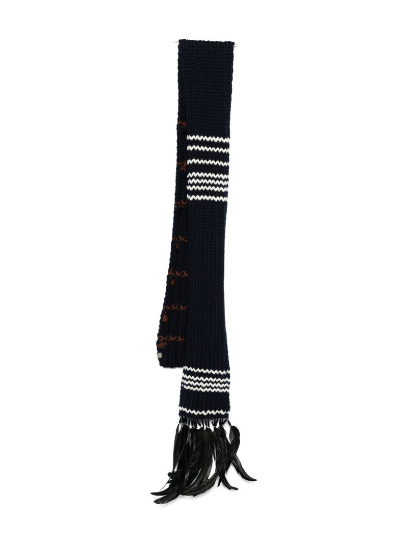 striped feather-trimmed scarf 1