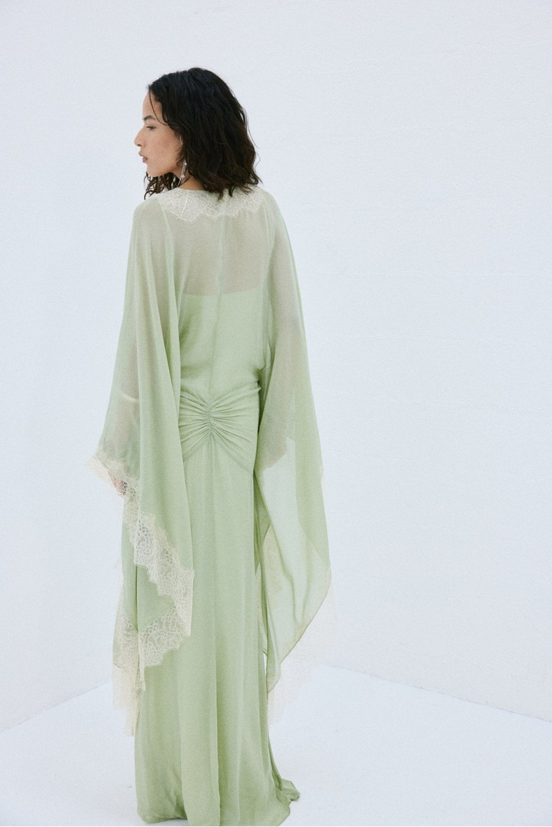 EVITA MAXI DRESS IN MINT GREEN VISCOSE GEORGETTE 4