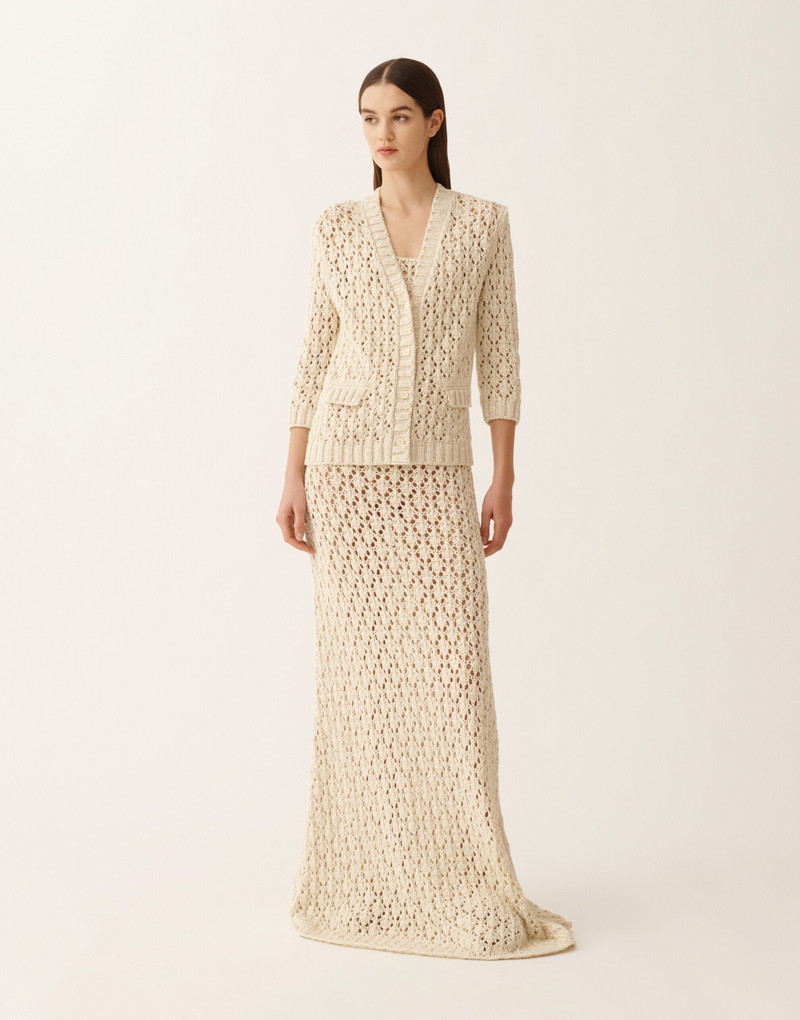 Cotton tape cardigan with sequins 3