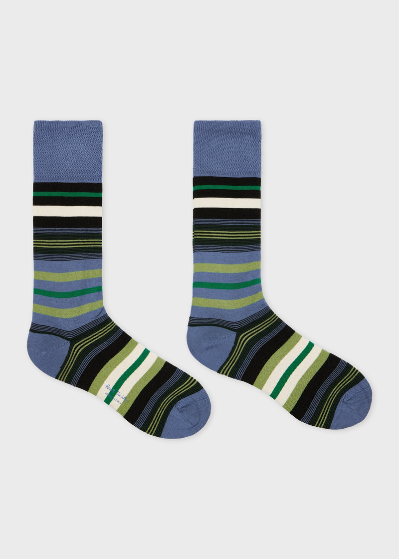 Paul Smith Dark Blue Cotton-Blend Multi Stripe Socks outlook