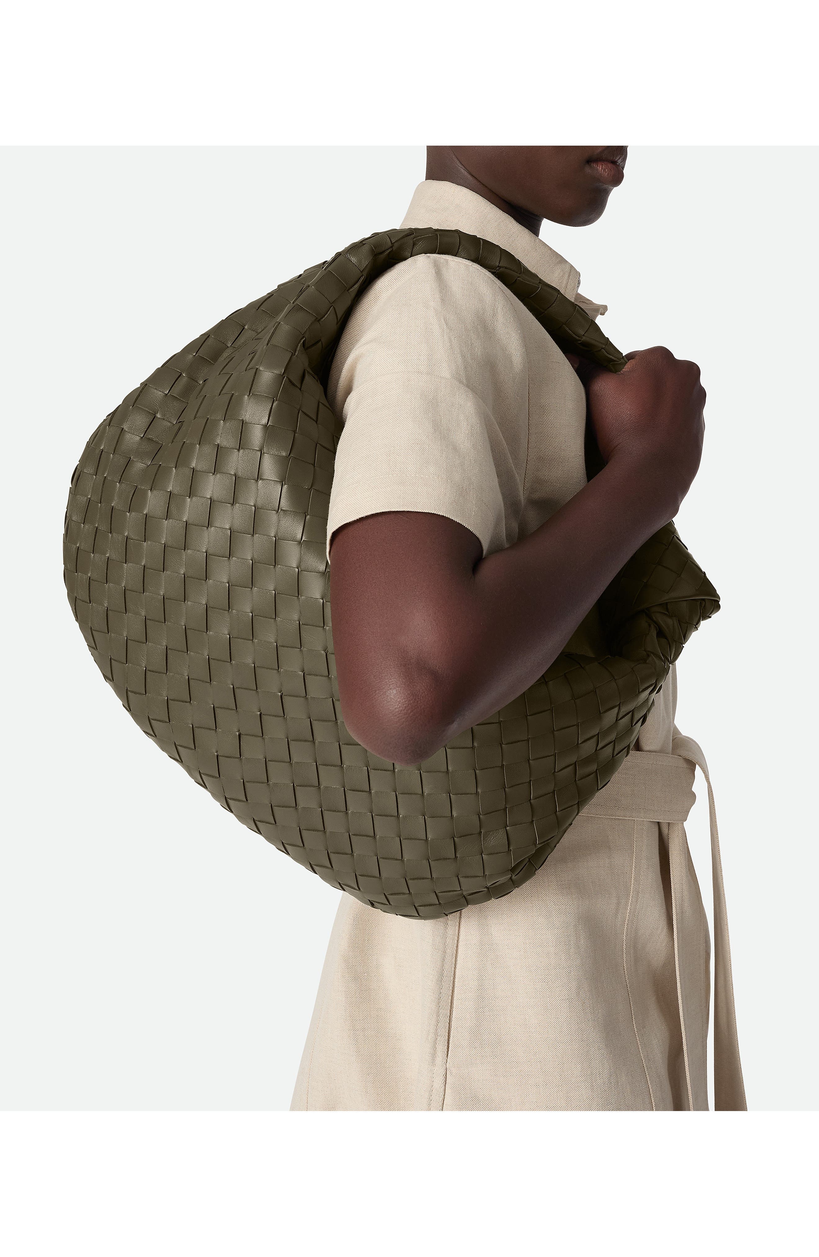 Bottega Veneta Jodie Leather Hobo Bag in 3228 Cypress-Gold at Nordstrom - 3